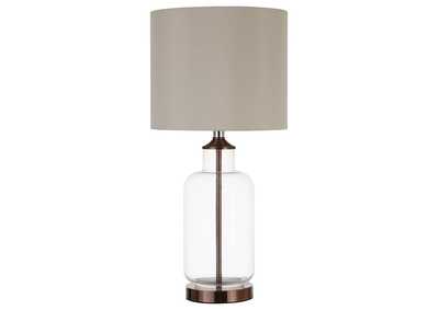 Aisha Drum Shade Table Lamp Creamy Beige and Clear