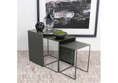 Image for Imez 3-piece Rectangular Metal Nesting Table Grey