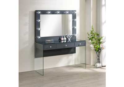 Image for Afshan 3 - drawer Vanity Desk with Lighting Mirror Grey High Gloss