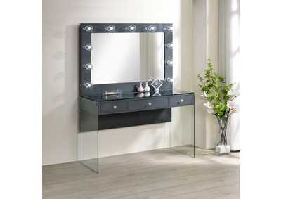 Image for Afshan 3-drawer Vanity Desk with Lighting Mirror Grey High Gloss