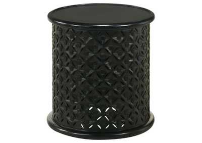 Krish 18-inch Round Accent Table Black Stain