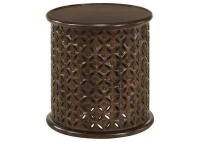 Image for Krish 18-inch Round Accent Table Dark Brown