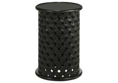 Krish 24-inch Round Accent Table Black Stain