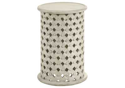 Krish 24-inch Round Accent Table White Washed