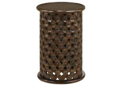 Krish 24-inch Round Accent Table Dark Brown