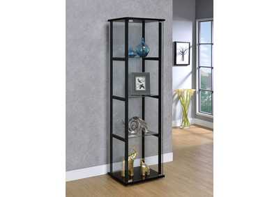 Cyclamen 4-shelf Glass Curio Cabinet Black and Clear