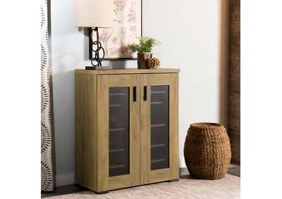 Bristol Metal Mesh Door Accent Cabinet Golden Oak