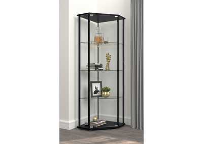 Zenobia Glass Shelf Curio Cabinet Clear and Black