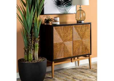 Zira Sunburst 2-door Accent Cabinet Brown and Antique Gold