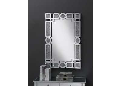 Jackie Interlocking Wall Mirror with Iridescent Panels and Beads Silver,Coaster Furniture