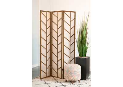 Mila Foldable 3-Panel Screen Walnut and Linen