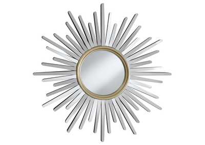 Beiwen Sunburst Wall Mirror Champagne and Silver