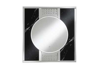 Image for Carter Square LED Wall Mirror Silver and Black
