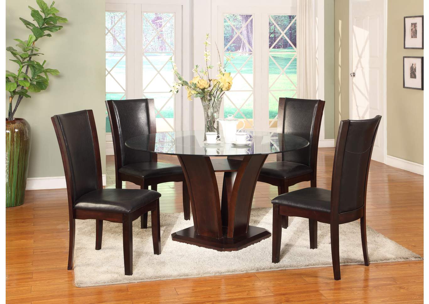 Camelia Glass Round Dining Room Table,ABF Crown Mark