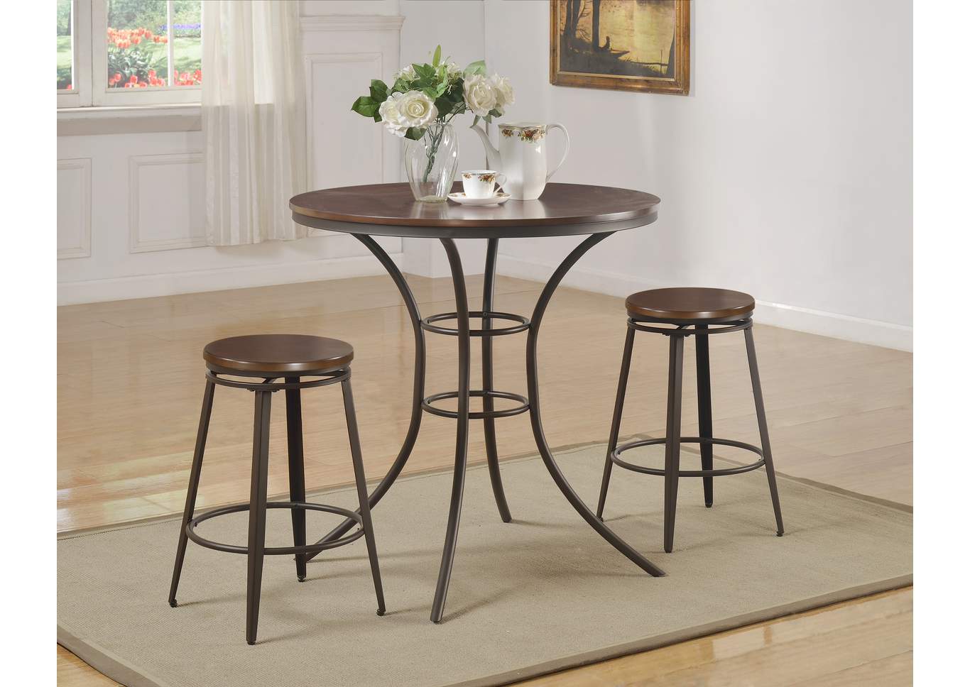 Kylie Counter Height Dining Room Table w/2 Swivel Stools,ABF Crown Mark