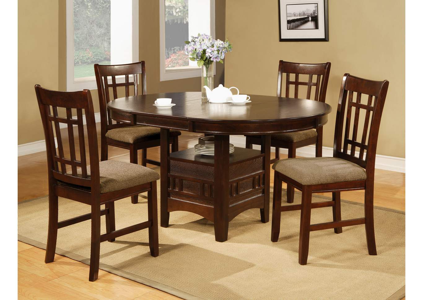 Empire Espresso Round Dining Room Table,ABF Crown Mark
