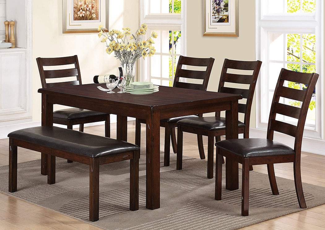 Quinn Rectangular Dining Room Table w/4 Side Chairs and Bench,ABF Crown Mark
