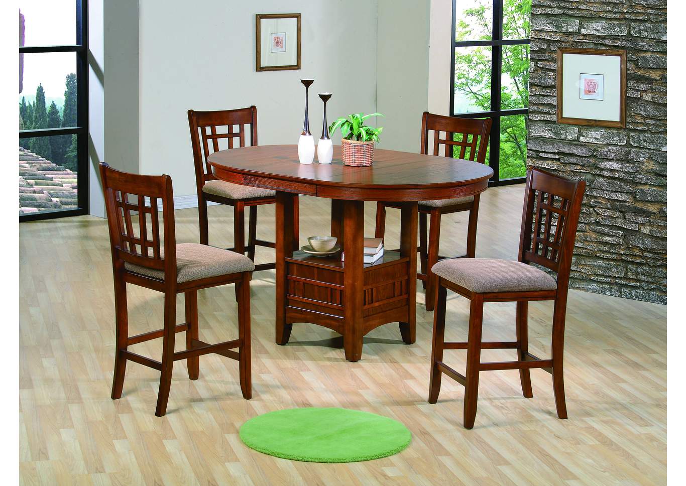 Empire Oak Finish Counter Height Chair (Set of 2),ABF Crown Mark