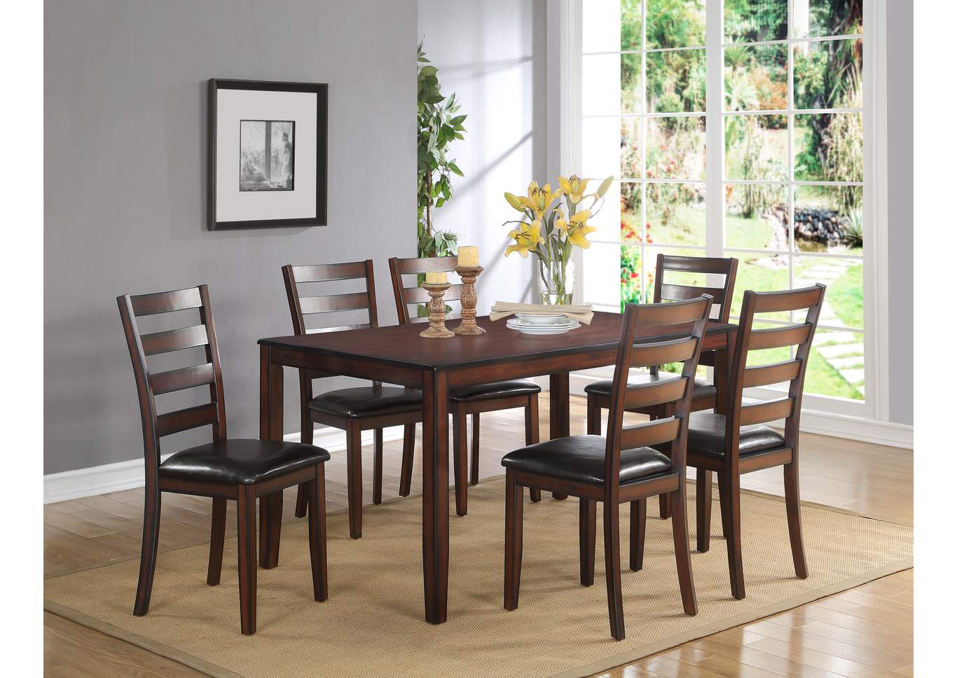 Tahoe Dining Table w/6 Side Chairs,ABF Crown Mark