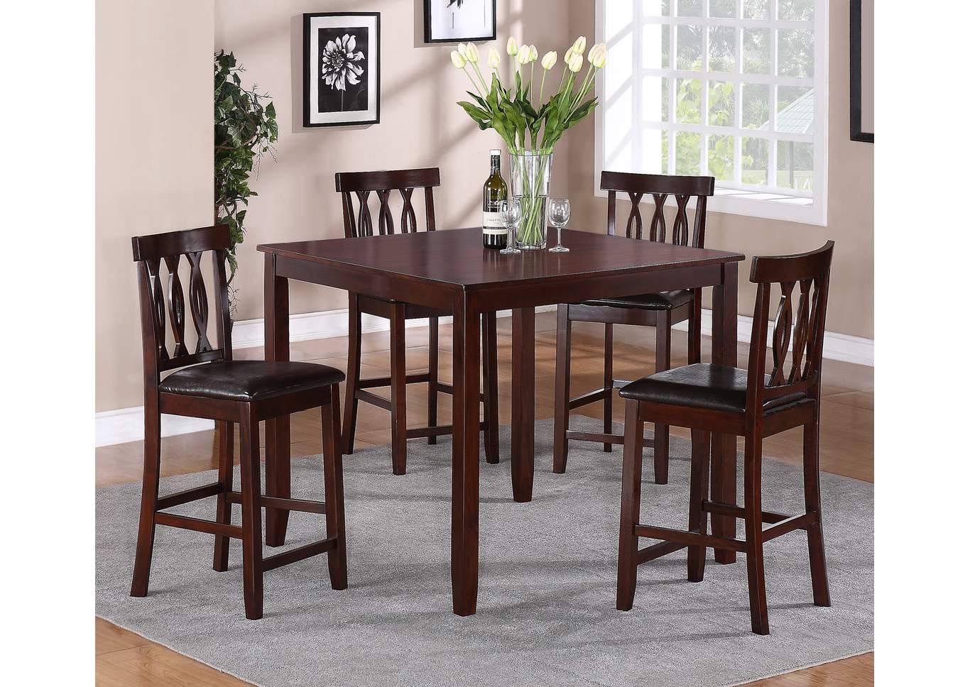 Soledad Counter Height Dinette Set w/ 4 Side Chairs,ABF Crown Mark