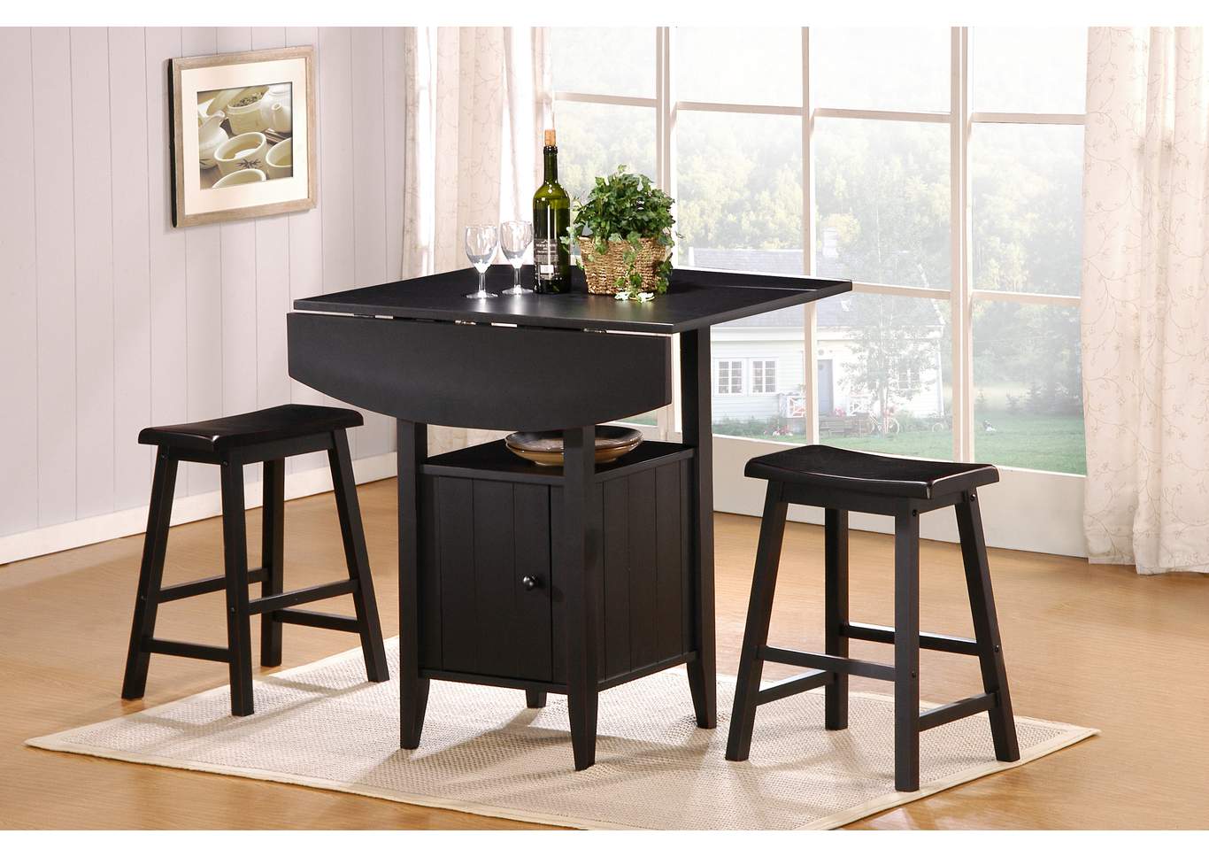 Kirin Counter Height Drop Leaf Table w/2 Stools,ABF Crown Mark