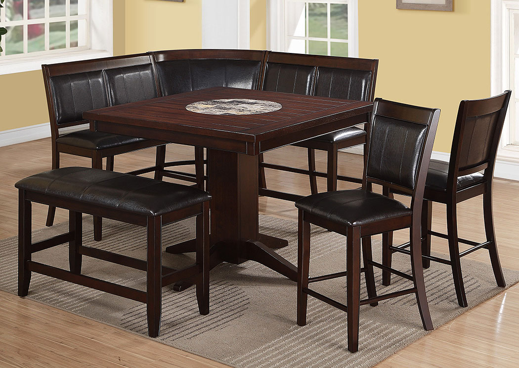 Harrison Counter Height Dining Room Table w/2 Counter Height Chairs, High Back Bench, Corner Chair and Bench,ABF Crown Mark