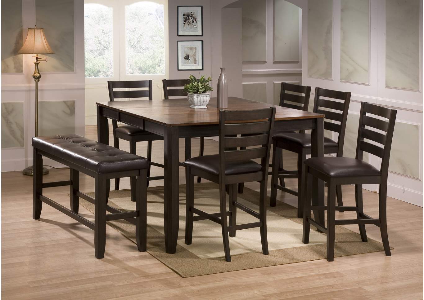 Elliott Counter Height Dining Table w/4 Counter Height Chairs and Bench,ABF Crown Mark