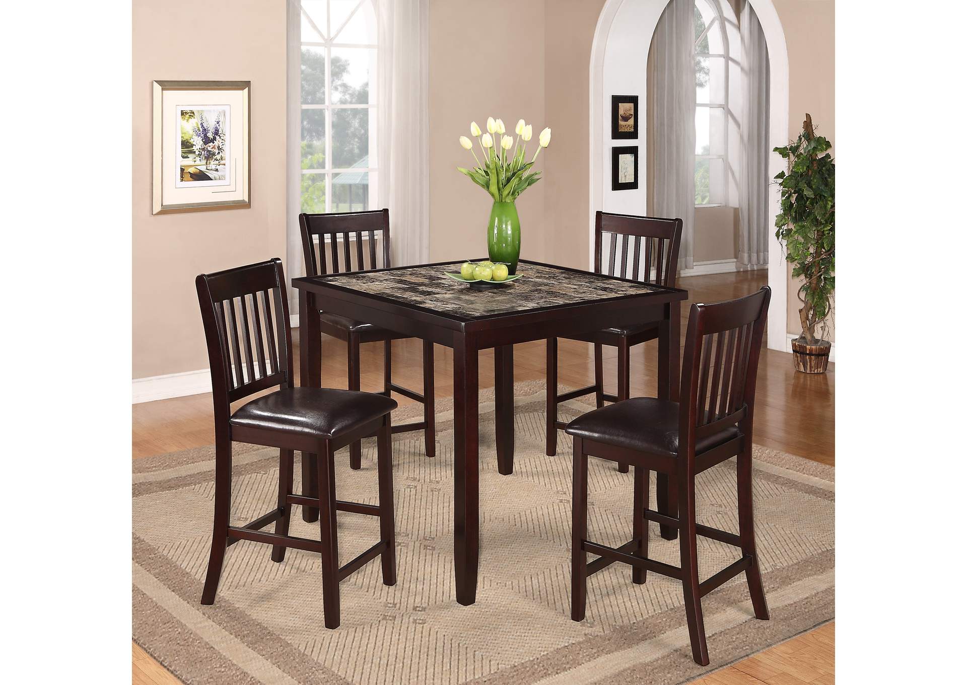 Cascade Counter Height Dining Room Table w/4 Counter Height Chairs,ABF Crown Mark