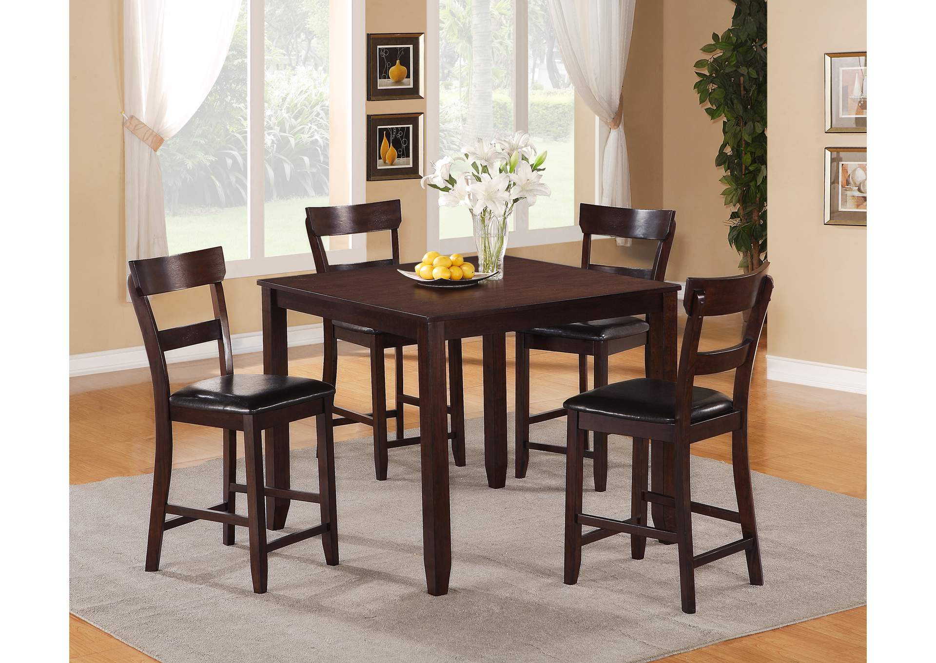 Henderson Counter Height Table w/ 4 Side Chairs,ABF Crown Mark