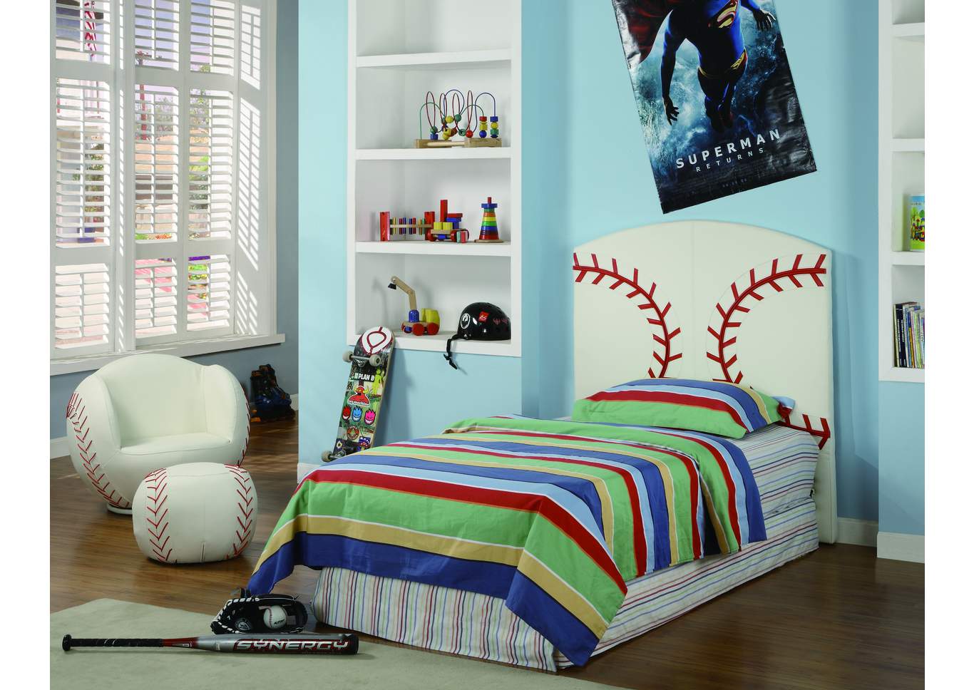 Baseball Twin Headboard,ABF Crown Mark