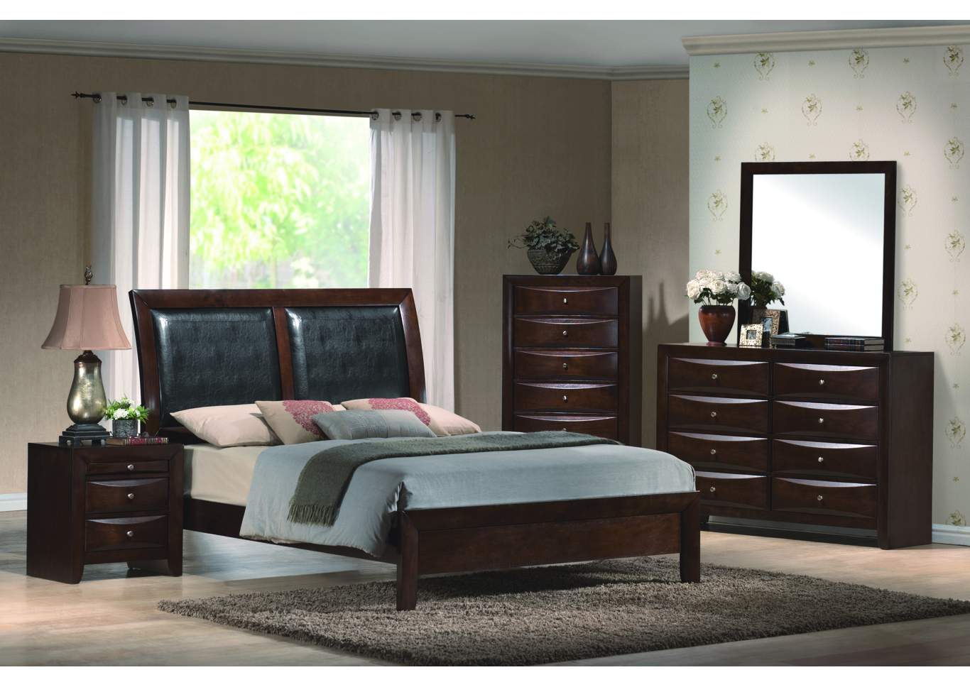 Emily Queen Platform Bed w/8 Drawer Dresser, Mirror and Nightstand,ABF Crown Mark