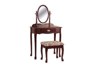 Image for CHERRY OVAL VANITY TABLE & STOOL