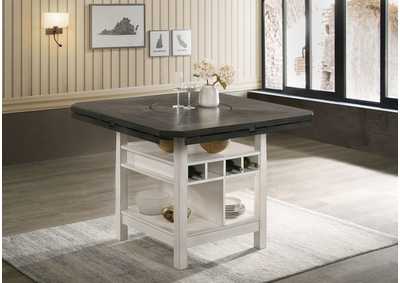 Conner Chalk Grey Counter Height Table Shelve