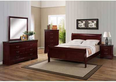 Image for Louis Philip Cherry California King Sleigh Bed w/Dresser, Mirror and Nightstand