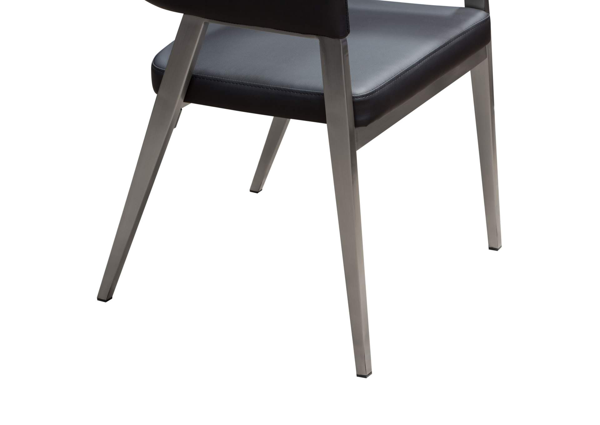 Adele Set of Two Dining/Accent Chairs in Black Leatherette w/ Brushed Stainless Steel Leg by Diamond Sofa,Diamond Sofa