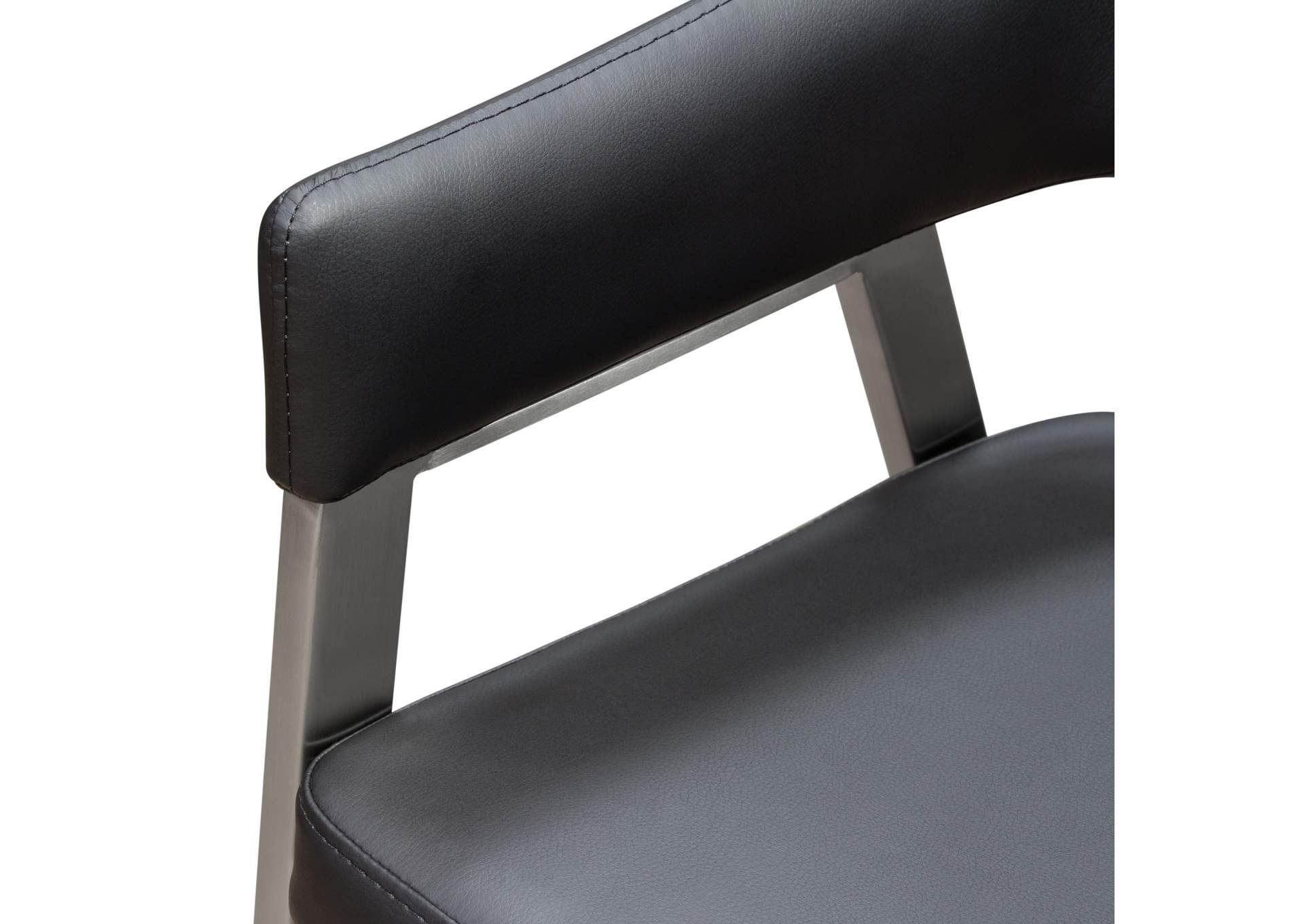 Adele Set of Two Dining/Accent Chairs in Black Leatherette w/ Brushed Stainless Steel Leg by Diamond Sofa,Diamond Sofa