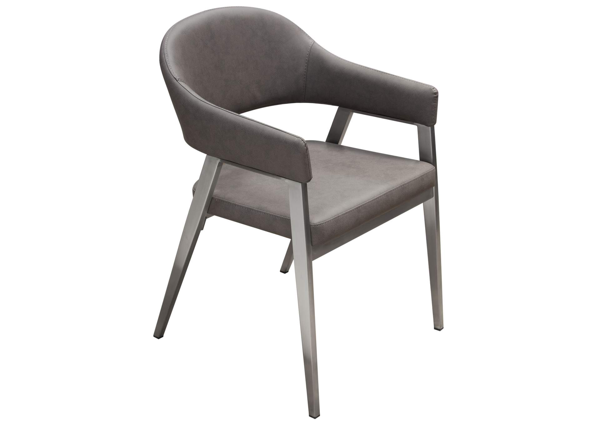 Adele Set of Two Dining/Accent Chairs in Grey Leatherette w/ Brushed Stainless Steel Leg by Diamond Sofa,Diamond Sofa