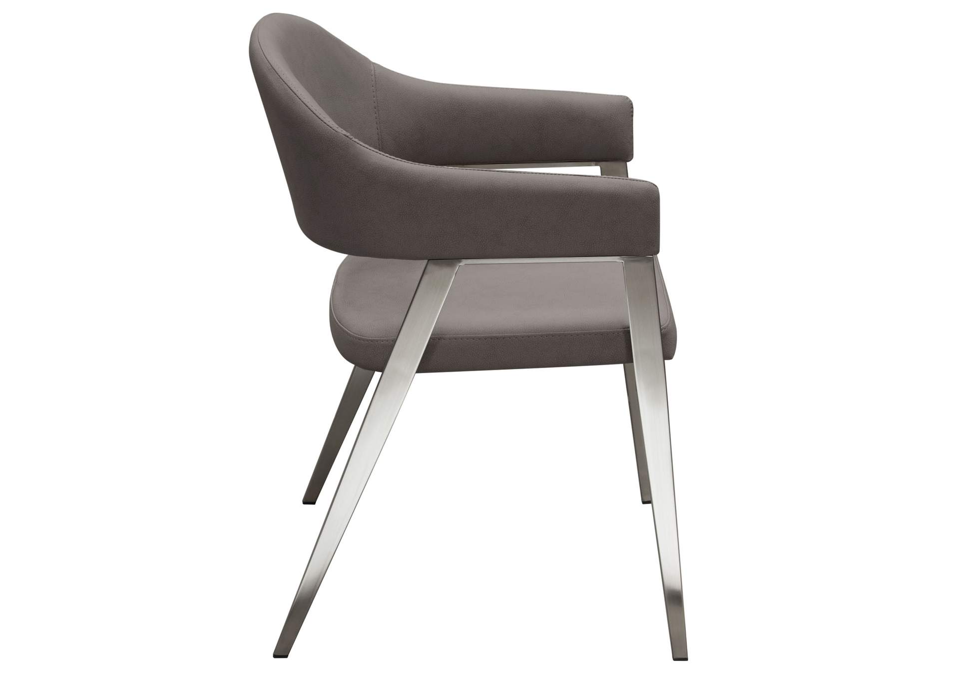 Adele Set of Two Dining/Accent Chairs in Grey Leatherette w/ Brushed Stainless Steel Leg by Diamond Sofa,Diamond Sofa