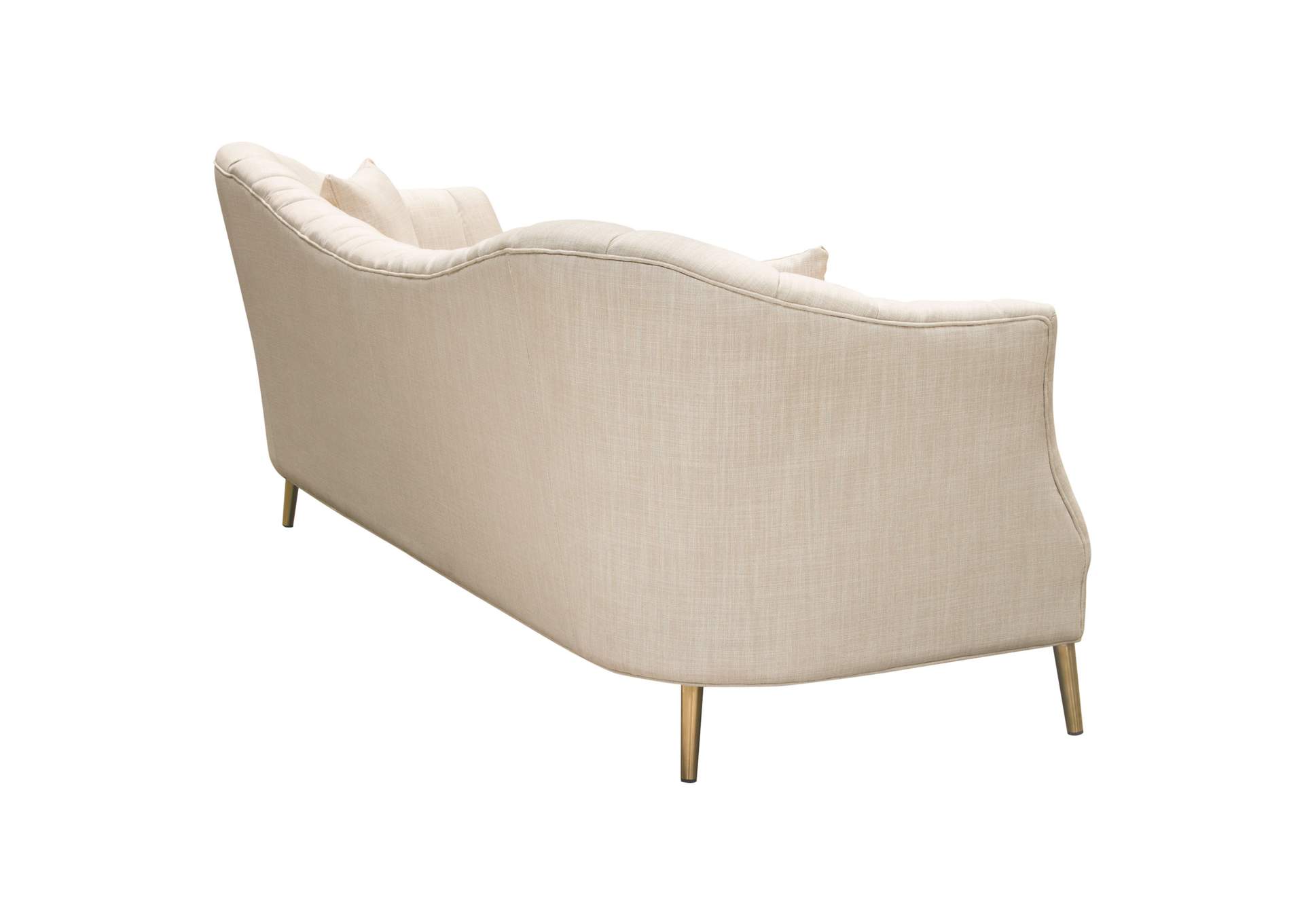 Ava Sofa in Sand Linen Fabric w/ Gold Leg by Diamond Sofa,Diamond Sofa