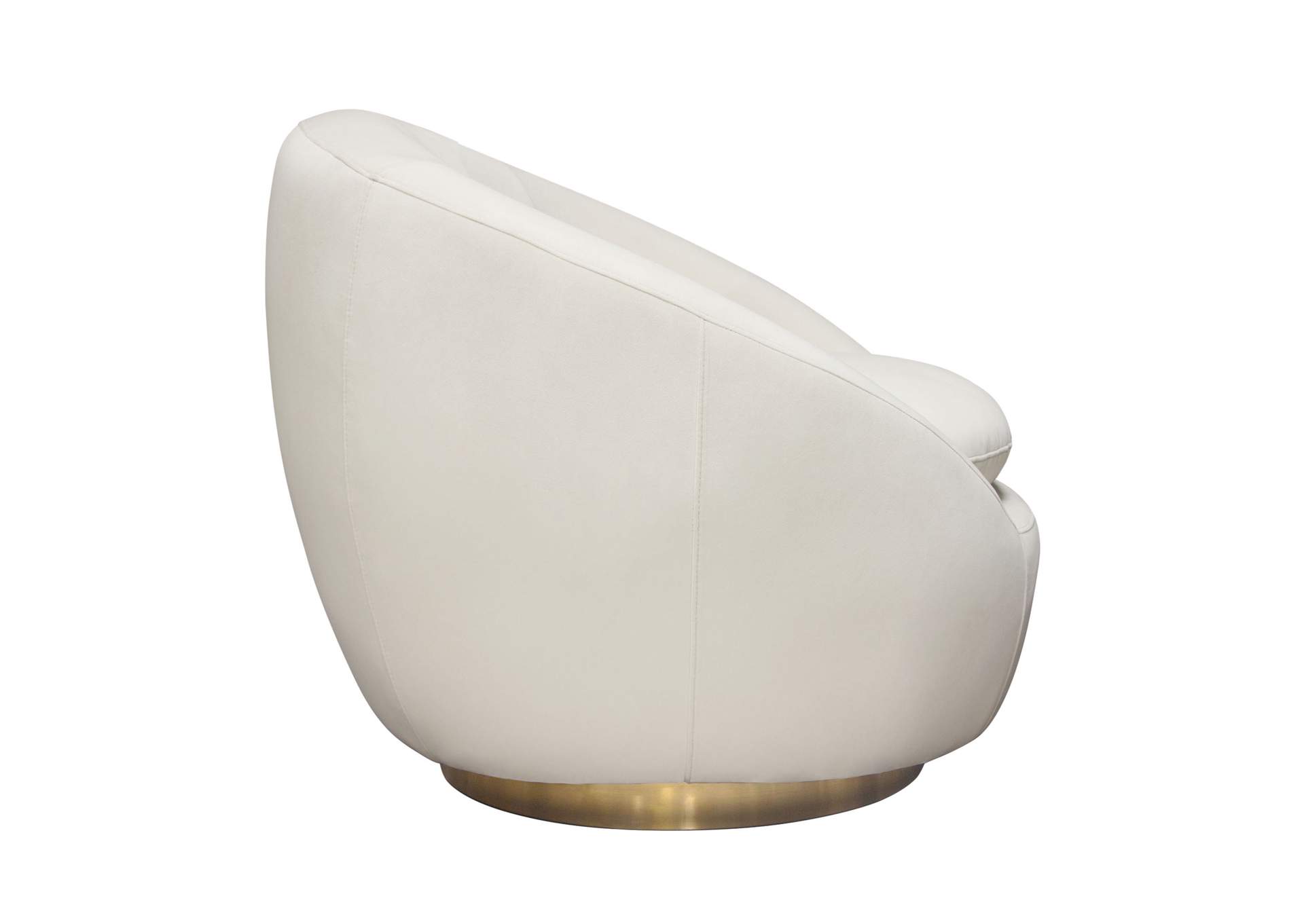 Celine Swivel Accent Chair in Light Cream Velvet w/ Brushed Gold Accent Band by Diamond Sofa,Diamond Sofa