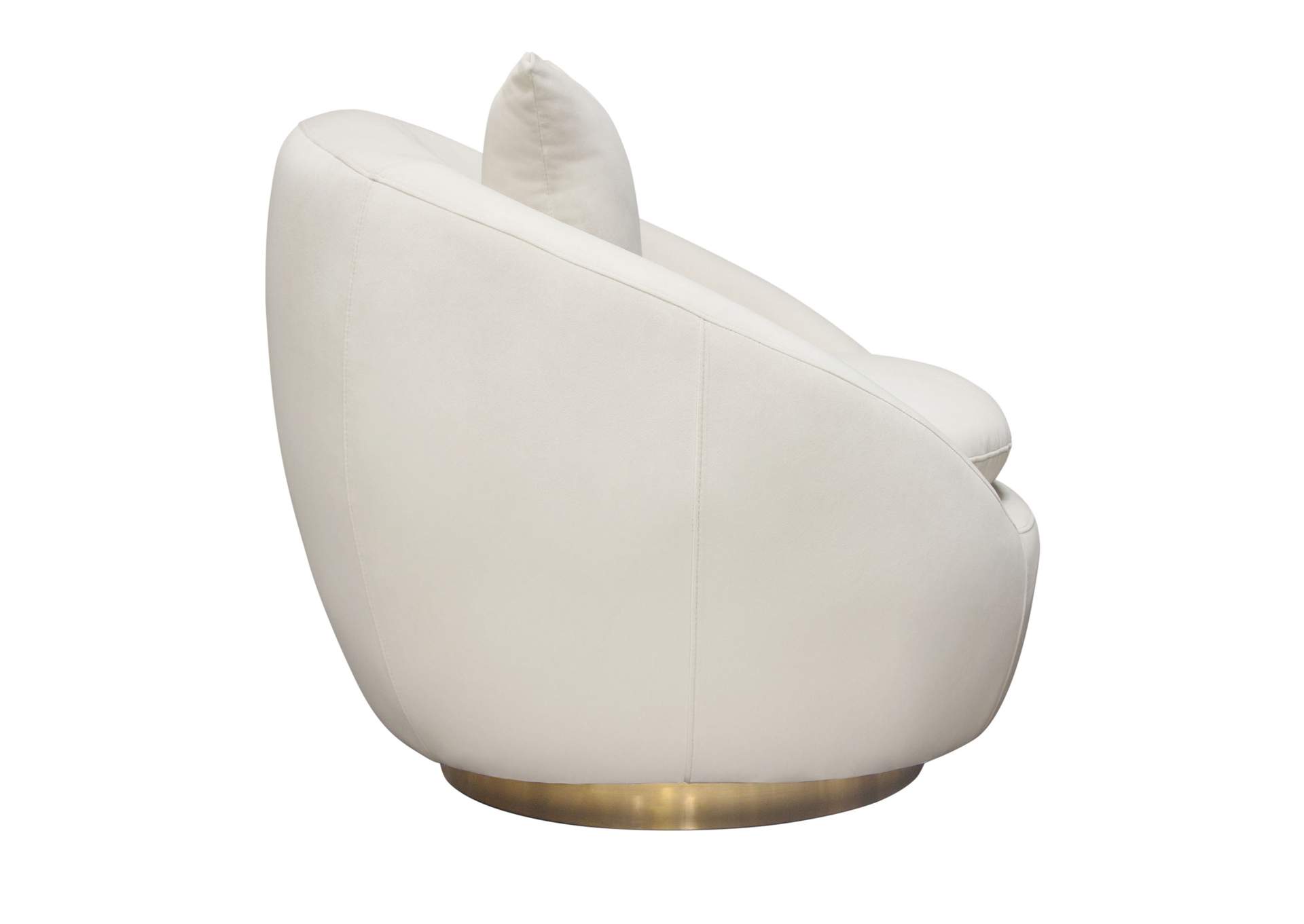 Celine Swivel Accent Chair in Light Cream Velvet w/ Brushed Gold Accent Band by Diamond Sofa,Diamond Sofa