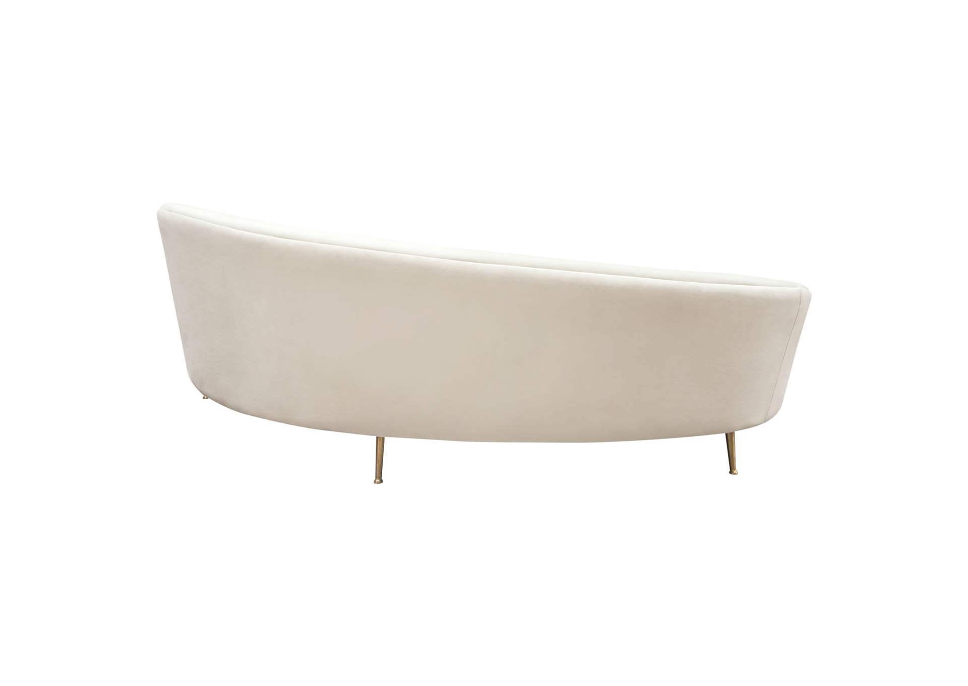 Celine Curved Sofa with Contoured Back in Light Cream Velvet and Gold Metal Legs by Diamond Sofa,Diamond Sofa