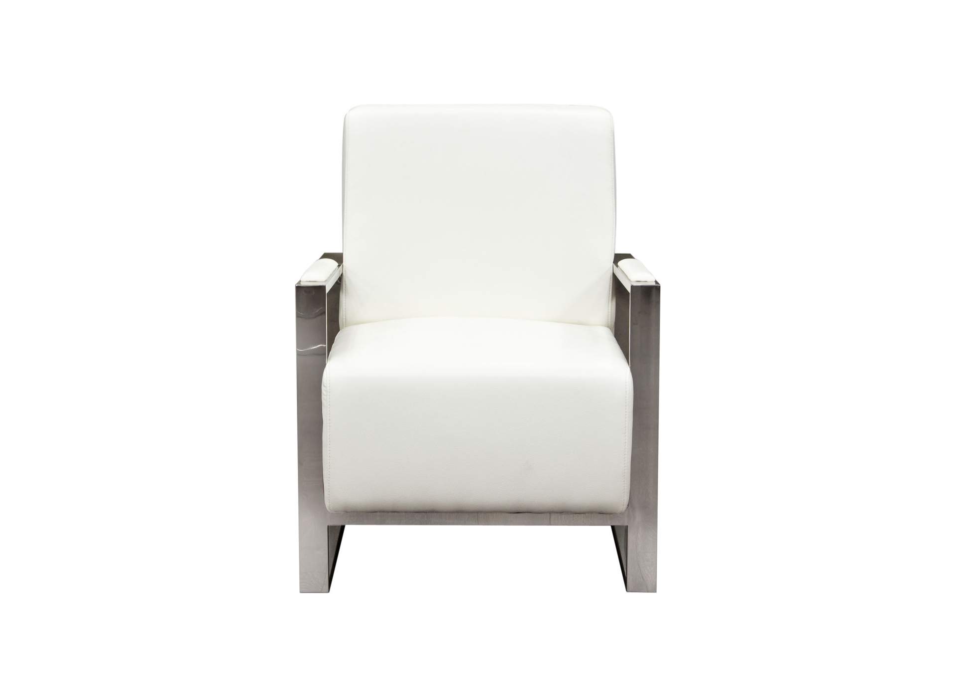 Century Accent Chair w/ Stainless Steel Frame by Diamond Sofa - White,Diamond Sofa