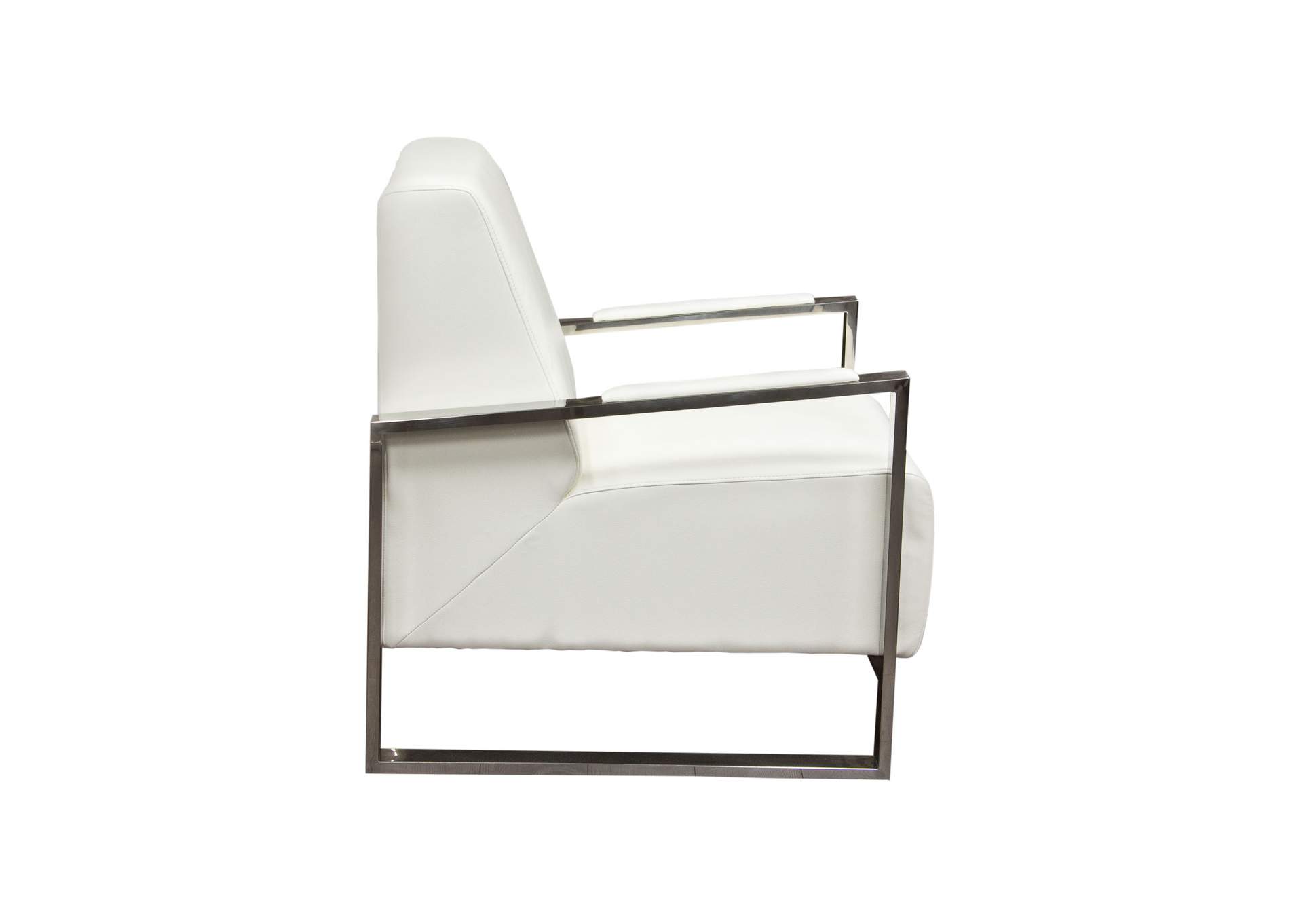 Century Accent Chair w/ Stainless Steel Frame by Diamond Sofa - White,Diamond Sofa