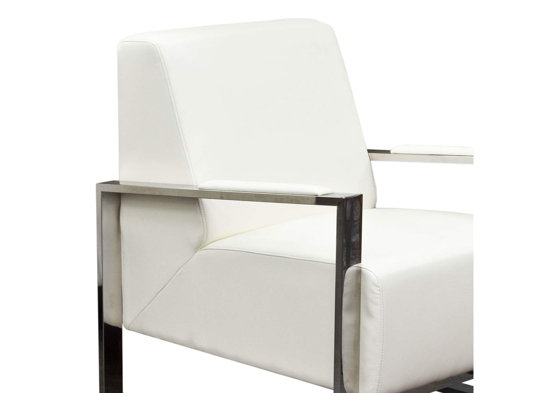 Century Accent Chair w/ Stainless Steel Frame by Diamond Sofa - White,Diamond Sofa