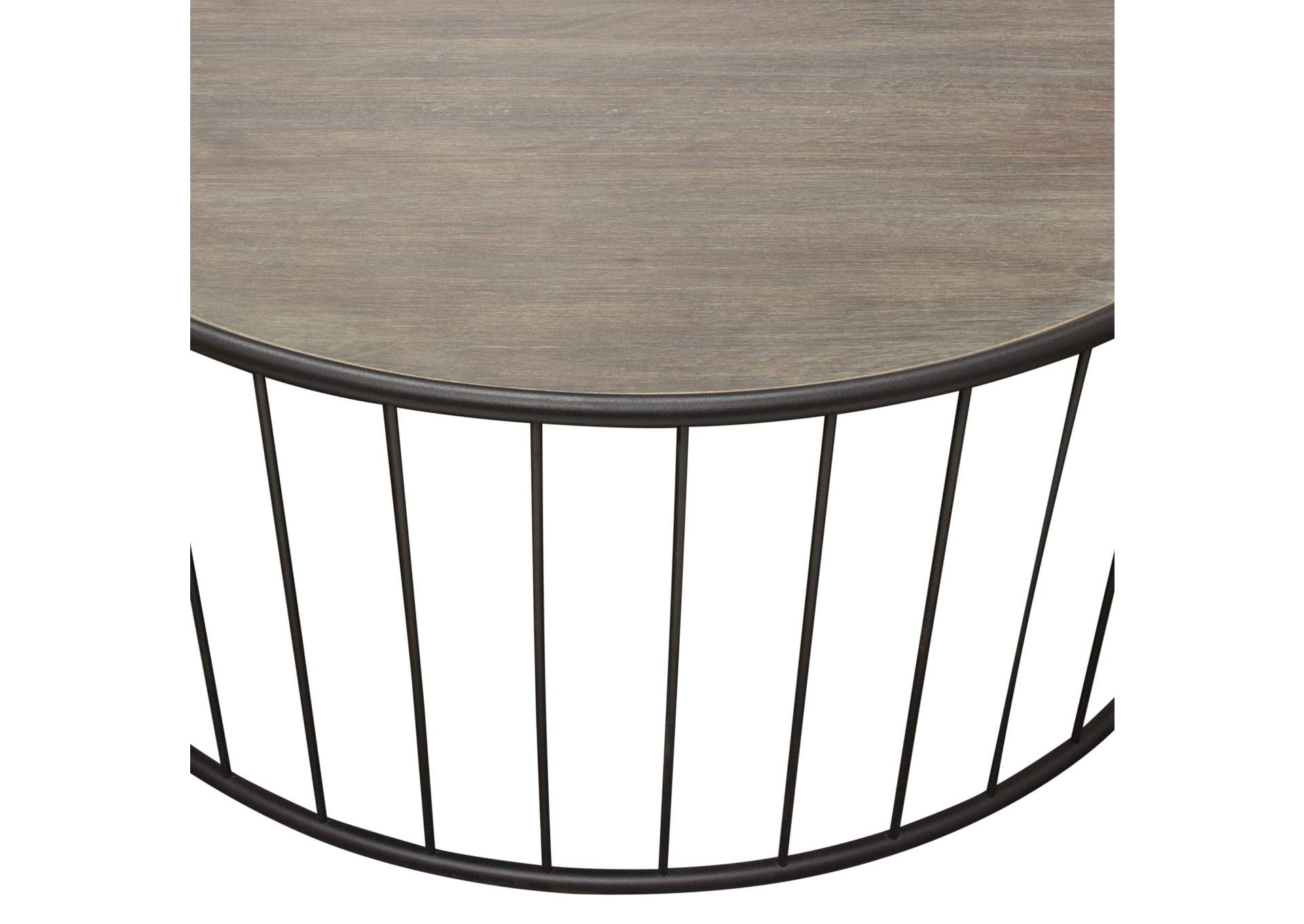 Gibson 38" Round Cocktail Table with Grey Oak Finished Top and Metal Base by Diamond Sofa,Diamond Sofa