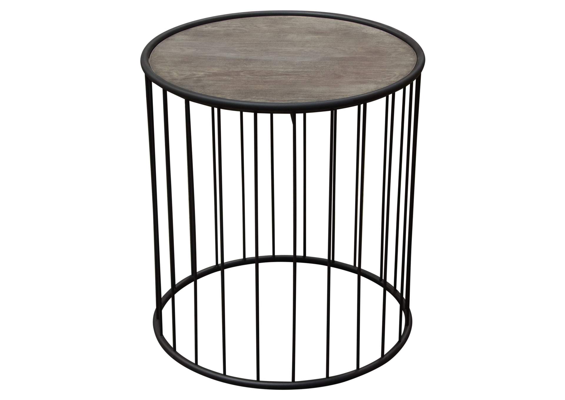 Gibson 22" Round End Table with Grey Oak Finished Top and Metal Base by Diamond Sofa,Diamond Sofa