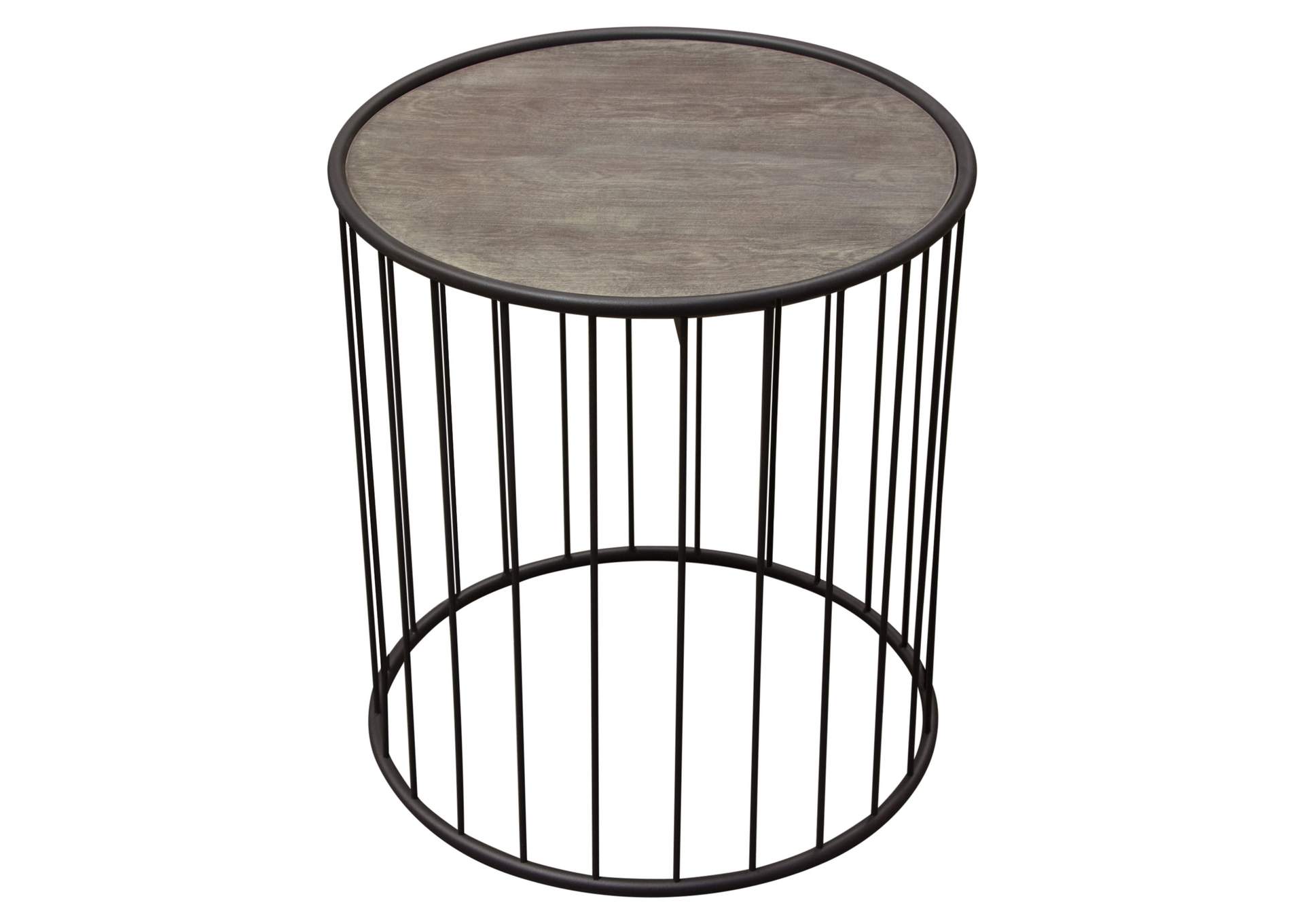 Gibson 22" Round End Table with Grey Oak Finished Top and Metal Base by Diamond Sofa,Diamond Sofa