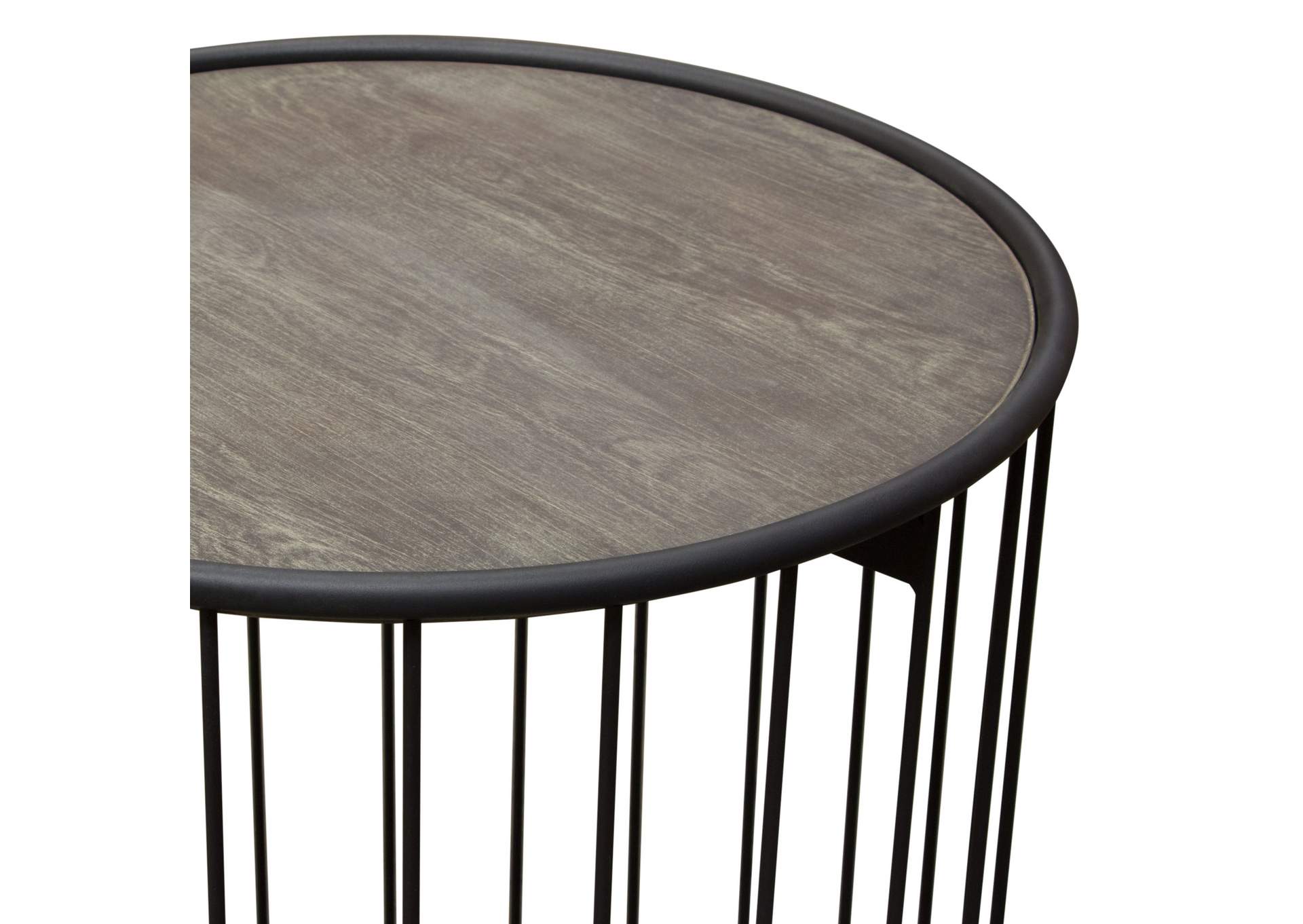 Gibson 22" Round End Table with Grey Oak Finished Top and Metal Base by Diamond Sofa,Diamond Sofa