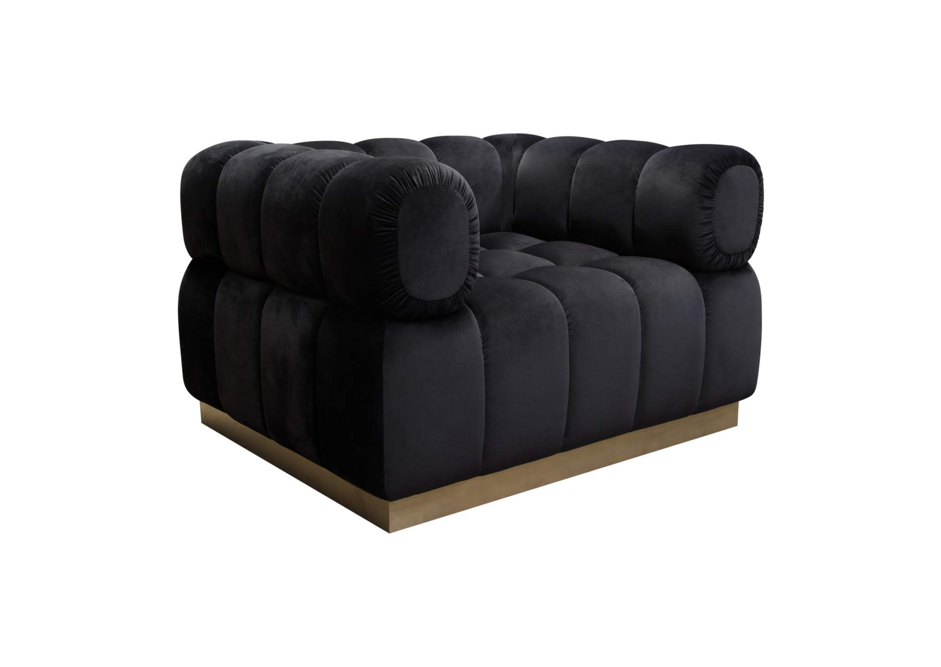 Image Low Profile Chair in Black Velvet w/ Brushed Gold Base by Diamond Sofa,Diamond Sofa